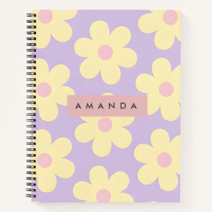 Personalized Retro Yellow Daisy Flower Notebook
