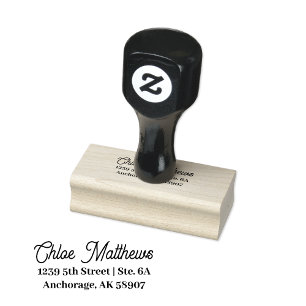 Personalized Return Address Elegant Script Wood  Rubber Stamp