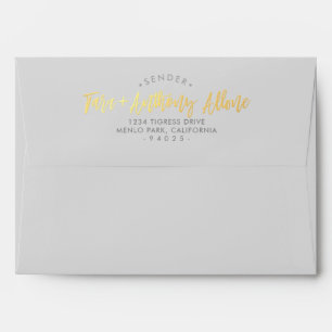 PERSONALIZED RETURN ADDRESS faux gold foil script Envelope