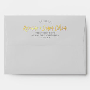 PERSONALIZED RETURN ADDRESS faux gold foil script Envelope