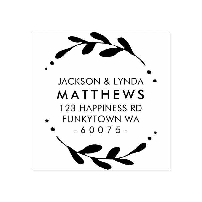 PERSONALIZED RETURN ADDRESS foliage frame simple Rubber Stamp (Imprint)
