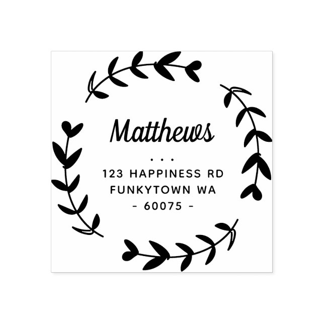 PERSONALIZED RETURN ADDRESS hand drawn foliage Rubber Stamp (Imprint)