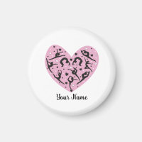 Personalized Rhythmic Gymnastics Magnet Pink Heart