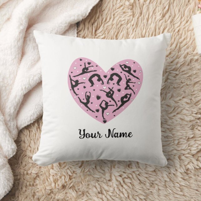 Personalized Rhythmic Gymnastics Pillow Pink Heart (Creator Uploaded)