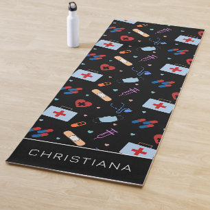 Personalized RN Nurse Doctor Medical Pattern Yoga Mat