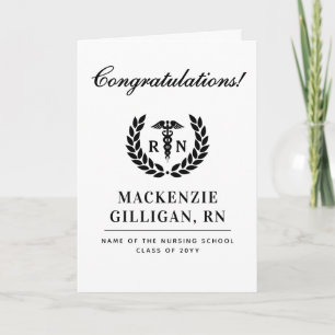 Personalized RN Nursing School Graduation Elegant Card