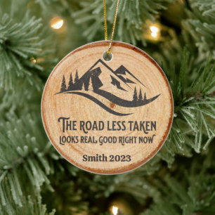 Personalized Road Less Traveled Christmas Ceramic Tree Decoration