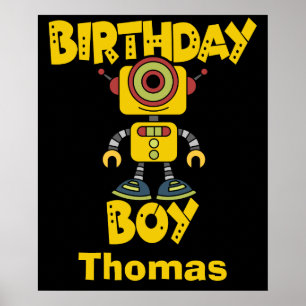 Personalized Robot Birthday Boy Poster