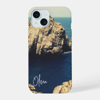 personalized rocky shore line beach side - typo iPhone 15 case