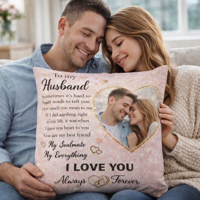 Personalized Romantic Gift for Husband Love Messag Cushion (Creator Uploaded)