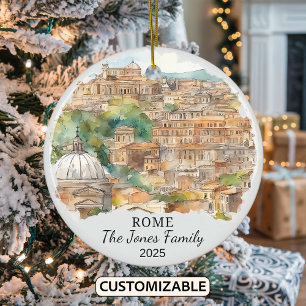 Personalized Rome Ornament, Italy Gift Ceramic Tree Decoration