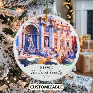 Personalized Rome Ornament, Italy Gift Ceramic Tree Decoration