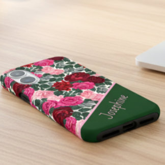 Personalized Rose Floral iPhone Case with Name