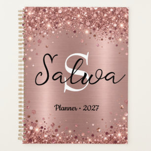 Personalized Rose Gold Glitter Planner 2027