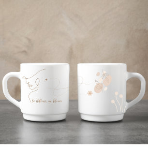 Personalized Rose Gold Line Art Mindfulness Quote Coffee Mug