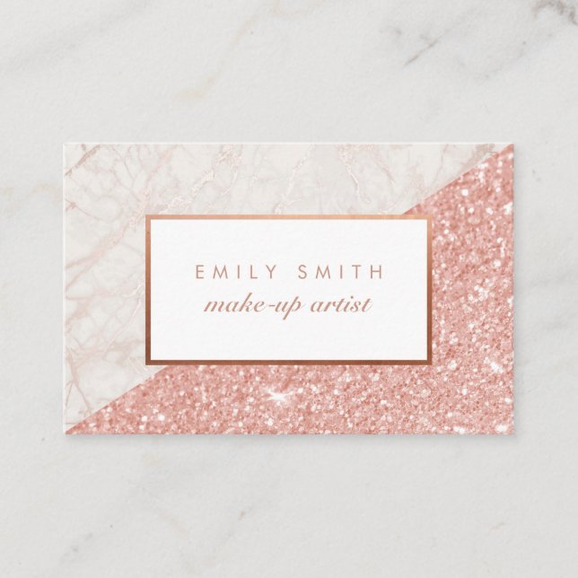 Personalized Rose Gold Marble Glitter Cards (Front)