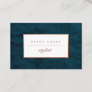 Personalized Rose Gold Teal Fur Business Cards