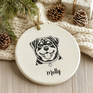 Personalized Rottweiler Dog Christmas Ceramic Tree Decoration