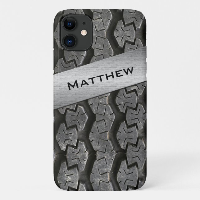 Personalized Rubber Tire Treads iPhone 11 Case (Back)