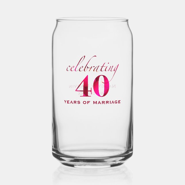 Personalized Ruby 40th Anniversary Keepsake Gift Can Glass (Front)