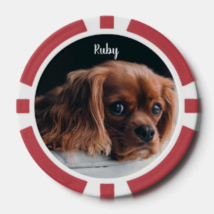 Personalized Ruby Cavalier King Charles Spaniel Poker Chips