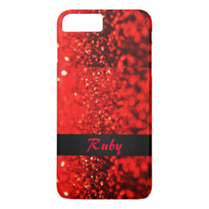 Personalized Ruby Red Glitter iPhone 7 Plus Case