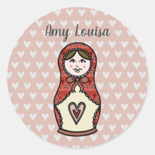 Personalized Russian Doll Matryoshka Classic Round Sticker