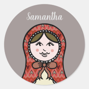 Personalized Russian Doll Matryoshka Classic Round Sticker