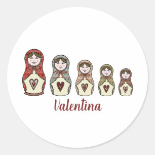 Personalized Russian Doll Matryoshka Classic Round Sticker