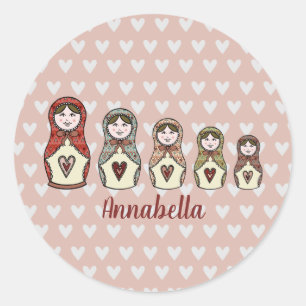 Personalized Russian Doll Matryoshka Classic Round Sticker
