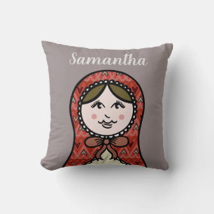 Personalized Russian Doll Matryoshka Throw Cushion