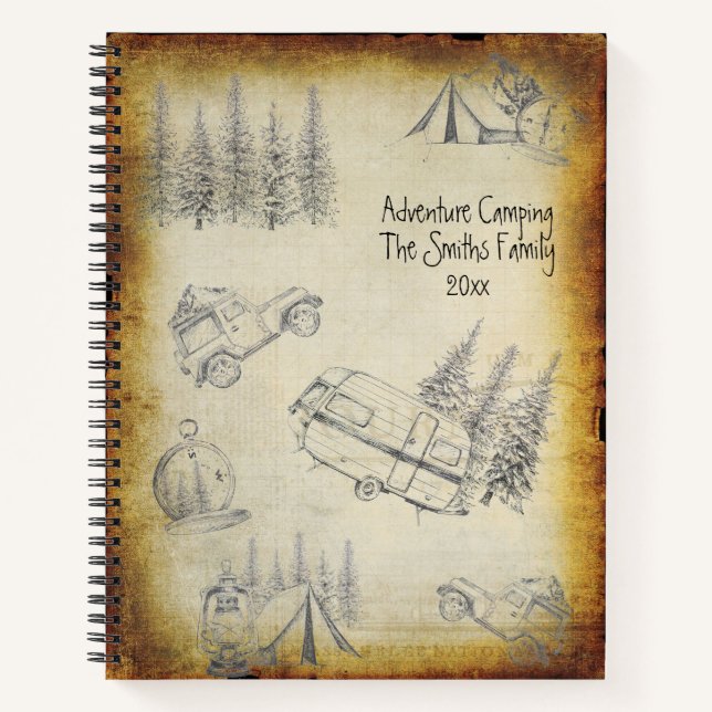 Personalized Rustic Adventure Camping  Notebook (Front)