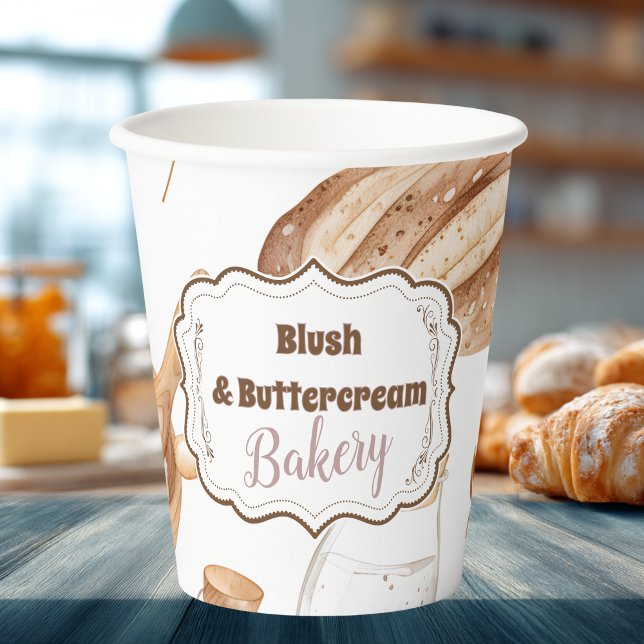 Personalized Rustic Baking Business Paper Cups (Creator Uploaded)