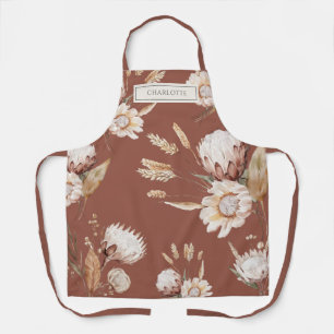 Personalized Rustic Boho Flowers Terracotta Apron