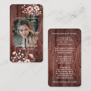 Personalized Rustic Floral Photo Memorial Card