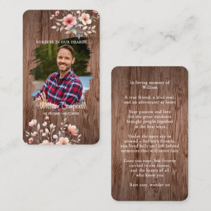 Personalized Rustic Floral Photo Memorial Card