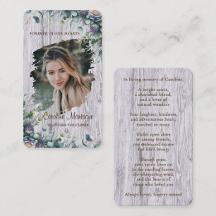 Personalized Rustic Floral Photo Memorial Card