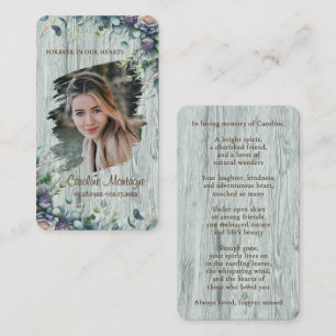 Personalized Rustic Floral Photo Memorial Card