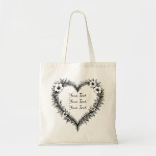 Personalized Rustic Heart Wreath Tote