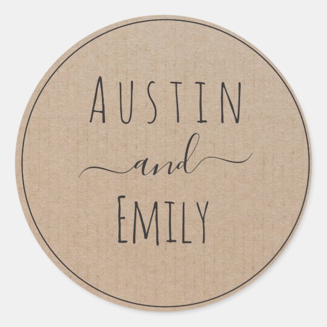 Personalized Rustic Modern Boho Wedding  Classic R Round Sticker (Front)