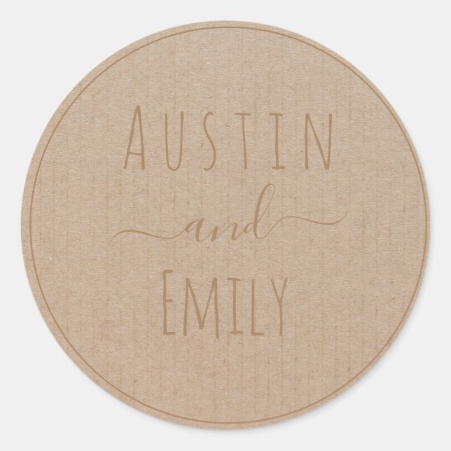 Personalized Rustic Modern Boho Wedding Classic Ro Round Sticker (Front)