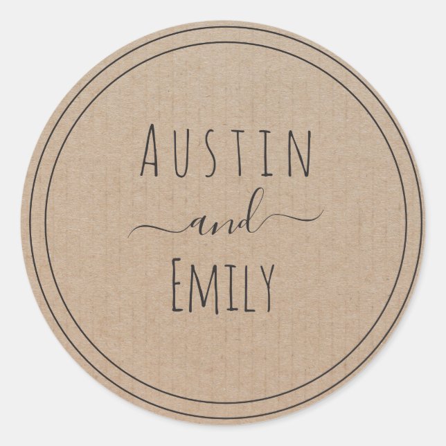 Personalized Rustic Modern Boho Wedding  Classic Round Sticker (Front)