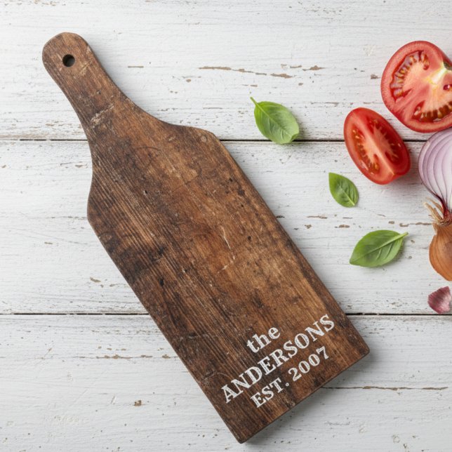 Personalized rustic old scratched wood cutting board (Creator Uploaded)