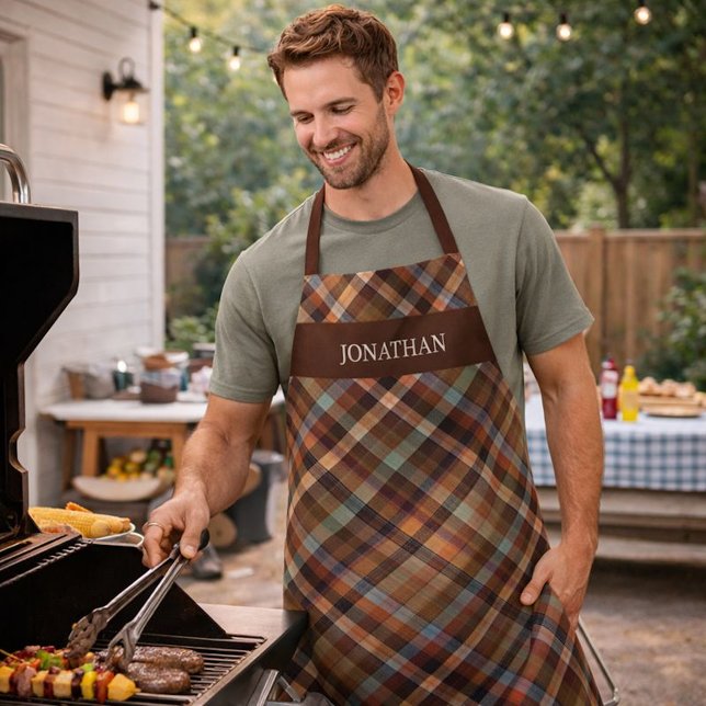 Personalized Rustic Tartan Plaid Cooking Grilling Apron (Creator Uploaded)