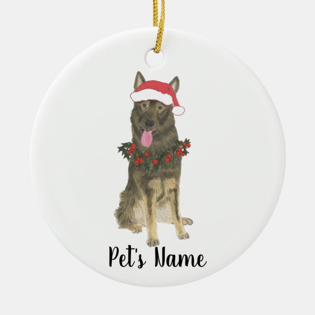 Personalized Sable German Shepherd Christmas Ceramic Tree Decoration (Front)