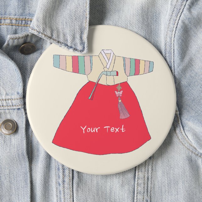 Personalized Saekdong Hanbok 한복 Illustration 6 Cm Round Badge (In Situ)