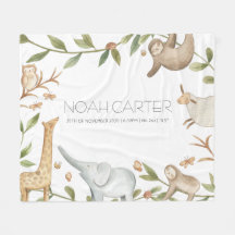 Personalized safari animal blanket for kids