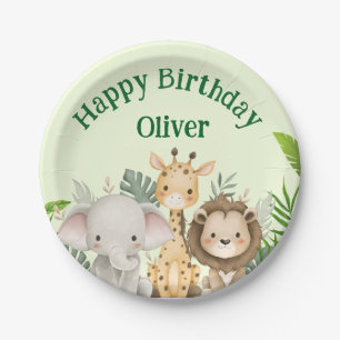 Personalized Safari Birthday Paper Plates
