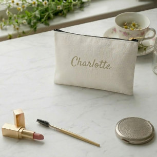 Personalized Sage Green Cottagecore Daisy Pattern Accessory Pouch