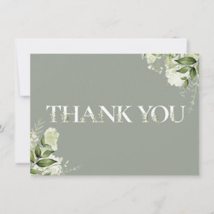 Personalized Sage Greenery Floral Typography Thank You Card